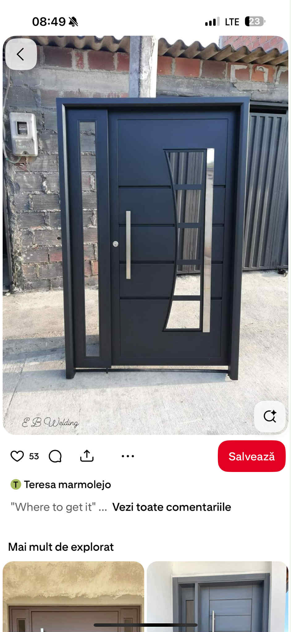 Ușă termopan wenge cu geam decorativ